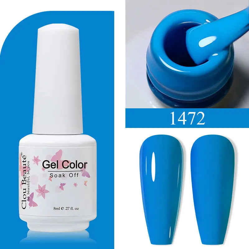 Clou Beaute 8ml Gel Polish Colorful Glitter UV Nail Gel Vernis Semi Permanent Glass Bottle Blue Green White Soak Off Gel Nail