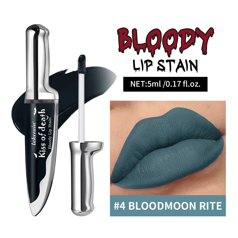 Lip Stain Kiss of Death Bloody Gothic Matte Long Lasting Waterproof Non Stick Color Darkens Over Time Vampire Makeup