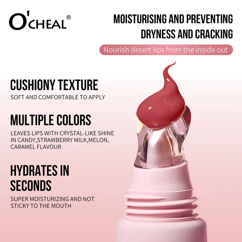 O'Cheal Liquid Lip Balm Moisturizing Hydrating Tinted Lip Oil Glass Lip Mirror Gloss Water Gloss Lip Glaze Anti-Cracking Lip Wrinkle Improvement Transparent Lip Gloss Multi-Color Options Fall/Winter Essential Item