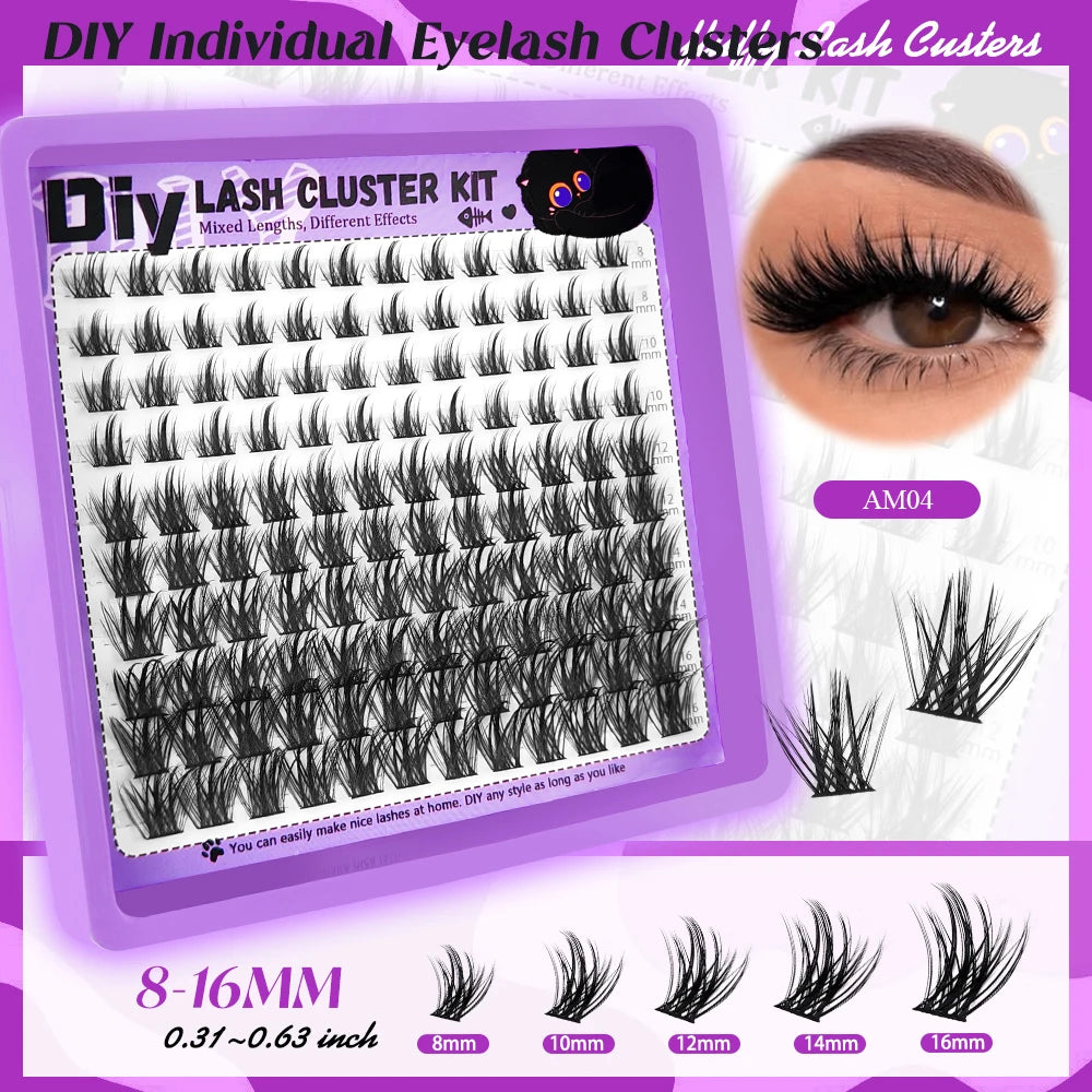 RED SIREN Segmented Individual Cluster Lashes Faux Mink Fluffy Wispy Manga Lash Bundles Self Graft False Eyelash Daily Makeup