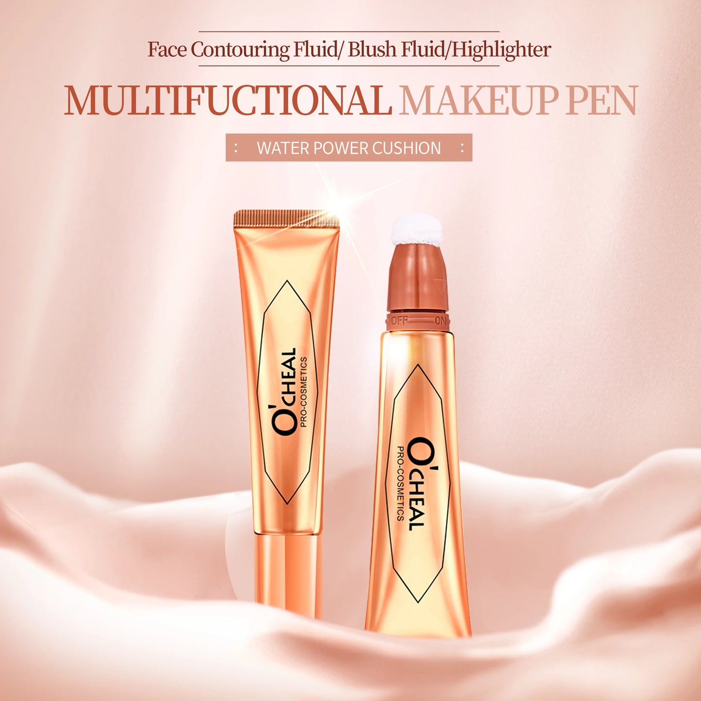 OCHEAL 6-color Face Liquid Blusher Cream Facial Cheek Eye Press Brush Head Highlighter Powder Blusher Contouring Makeup Cosmetic