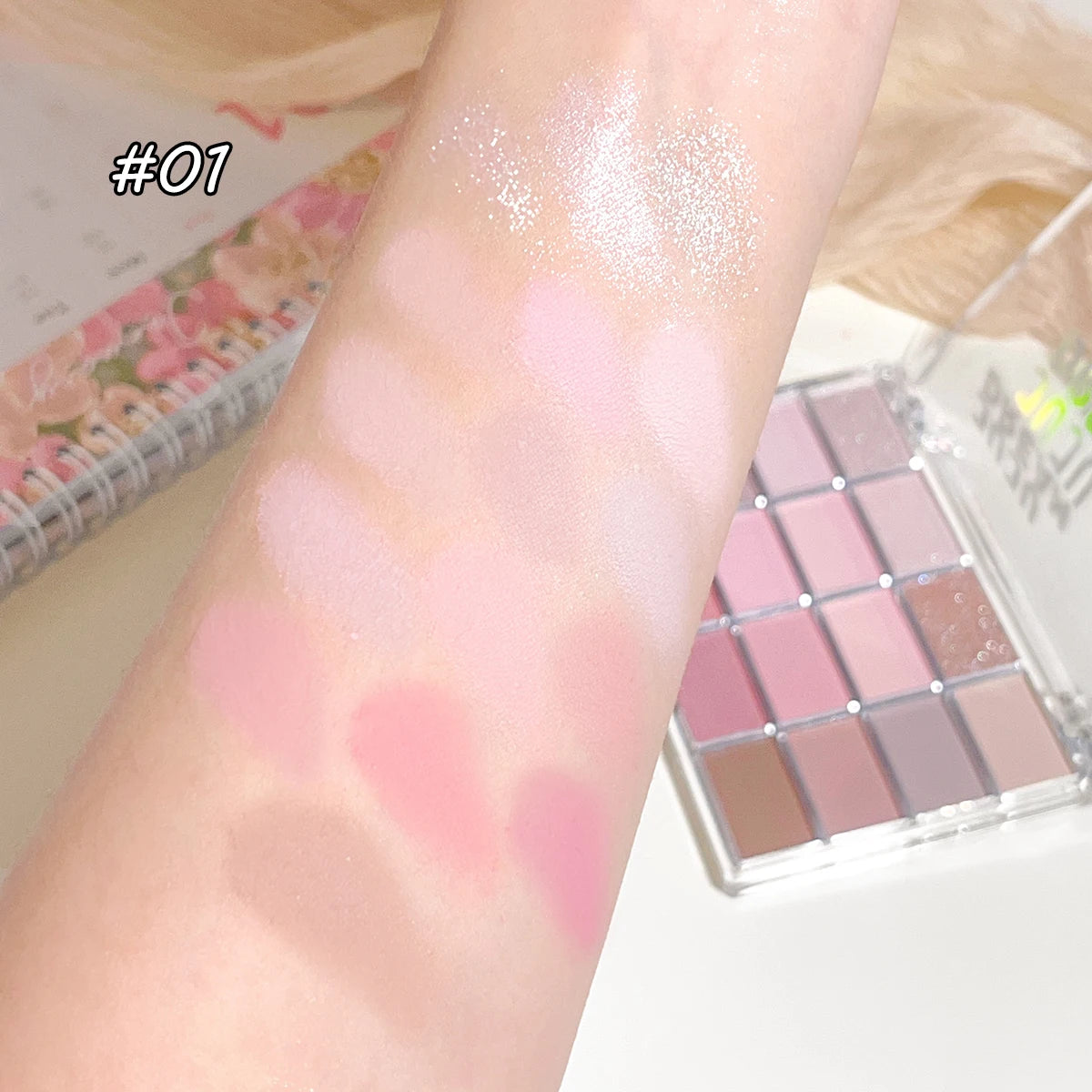 16-Color Eyeshadow Palette Matte & Shimmer – Nude Earth Tones, Silky Blendable Texture, Korean Style Natural Eye Makeup Look