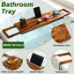 Bamboo Bathtub Tray Expandable Anti-Slip with Wine Holder Phone Slot Bookrest