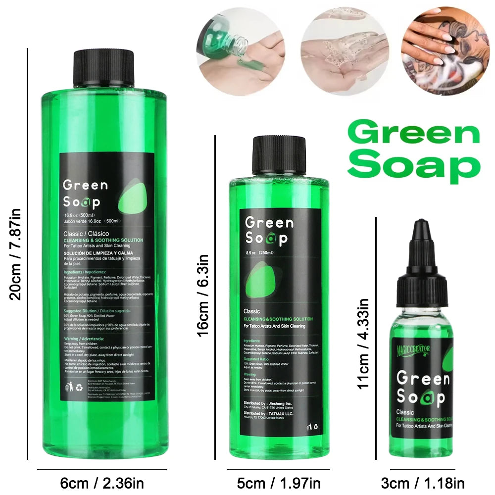 Tattoo Green Soap and Blue Soap - Super Concentrated Tattoo & Piercing Cleanser for Tattoo Studios, Tattoo Artist & Beginner