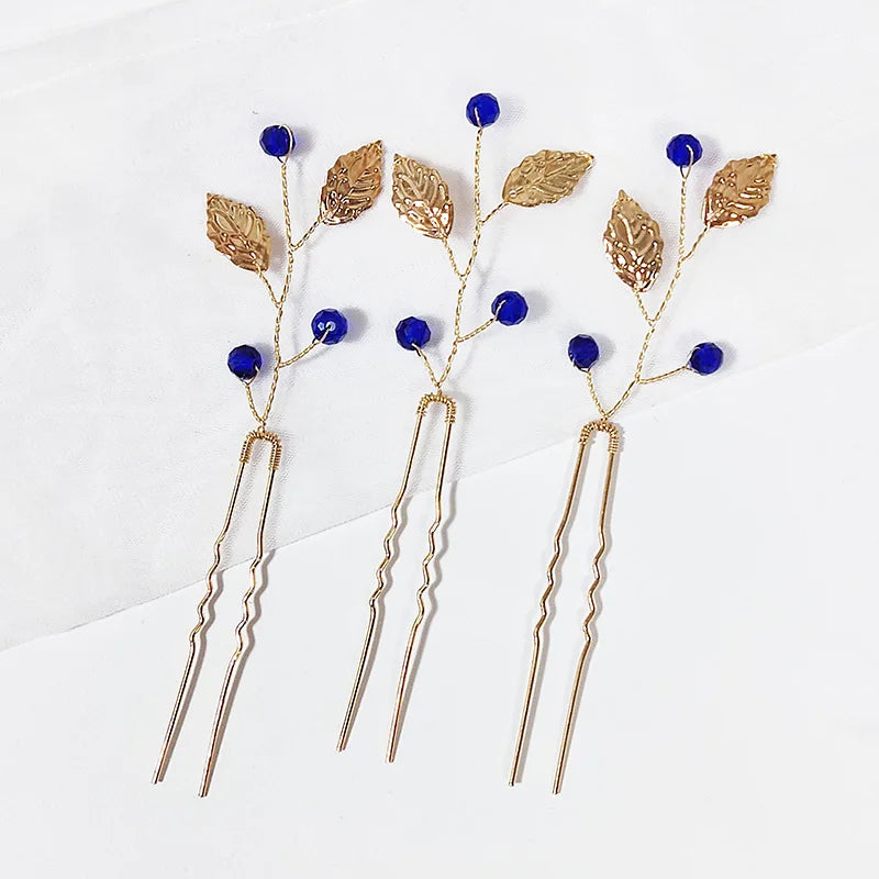 Vintage Blue Rhinestone Hair Comb Wedding Hair Accessories Bridal Hair Clip Headpiece Jewelry Bride Tiara Hair Ornament Gift