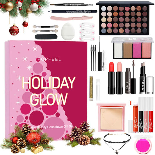 POPFEEL Surprise Beauty Countdown Gift Box Set - 24-Piece Makeup Surprise Blind Box Collection for Girls, Women, and Moms.