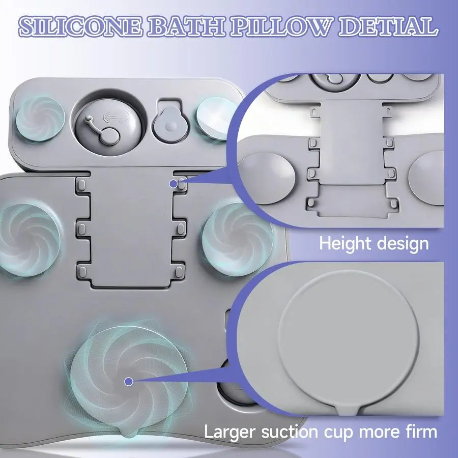 Bath Pillow, Upgraded Bath Pillows for Tub, Adjustable Height Bathtub Pillow for Head and Neck, 4D Luxury Tub Pillow SkinFriendl