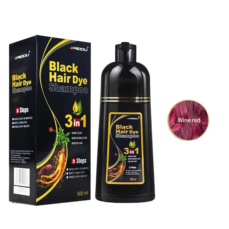 100ml/500ml Hair Dye Shampoo 3in1 Darkening Hairs Instant Gray To Black Polygonum Multiflorum Natural Coloing Cover Men Women