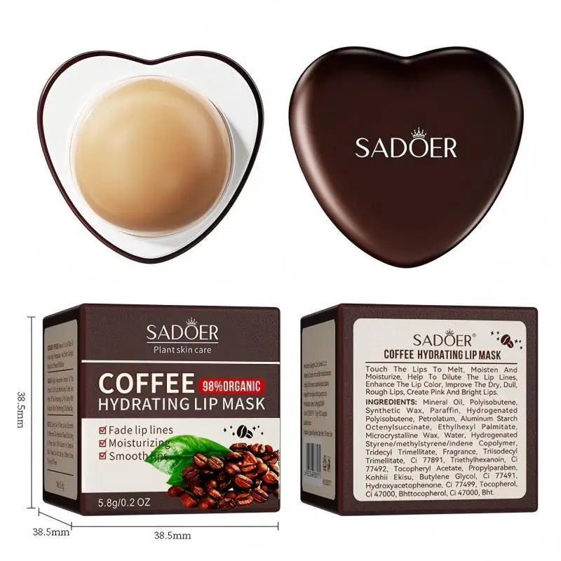 Coffee Lip Mask - Hydrating Overnight Treatment, Reduces Fine Lines & Dryness, Soothing & Plumping Winter Care