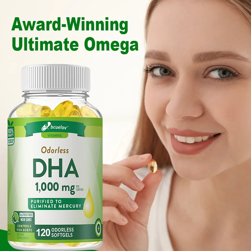 Bcuelov High Potency DHA - Supports Brain Health and Cognitive Function, Improves Concentration and Intellectual Thinking