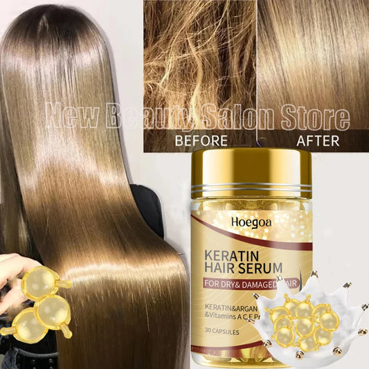 Magic Hair Vitamin Capsule Keratin Oil Fast Restore Hair Soft Smooth Shiny Deep Moisturizer Frizzy Dry Scalp Hair Care Products