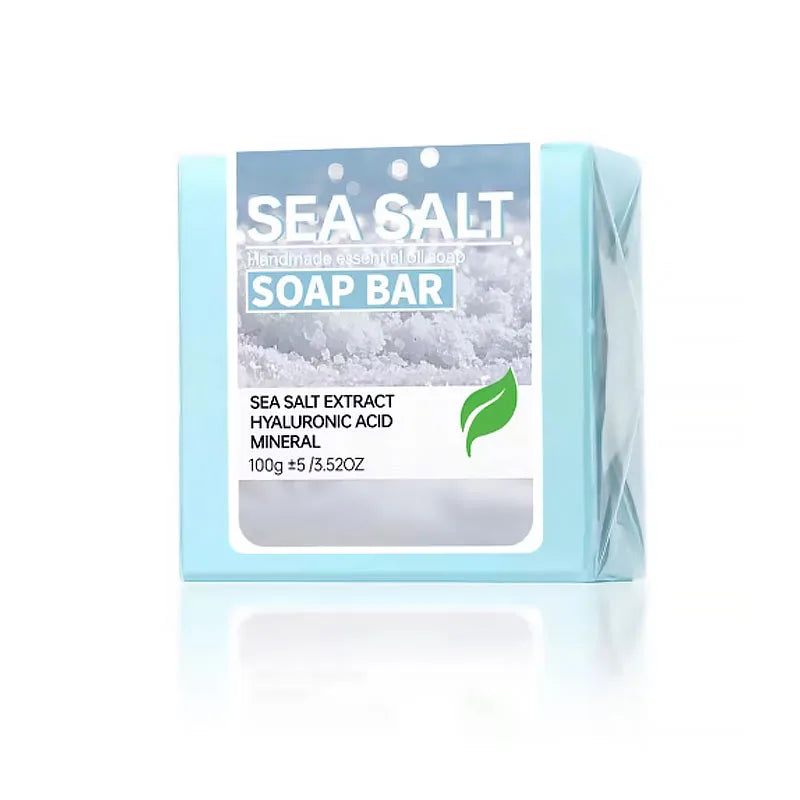 Sea Salt Handmade Essential Oil Soap Hyaluronic Acid Skin Cleansing and Moisturizing Soap Bar Deep Cleansing Bath Mineral Soap