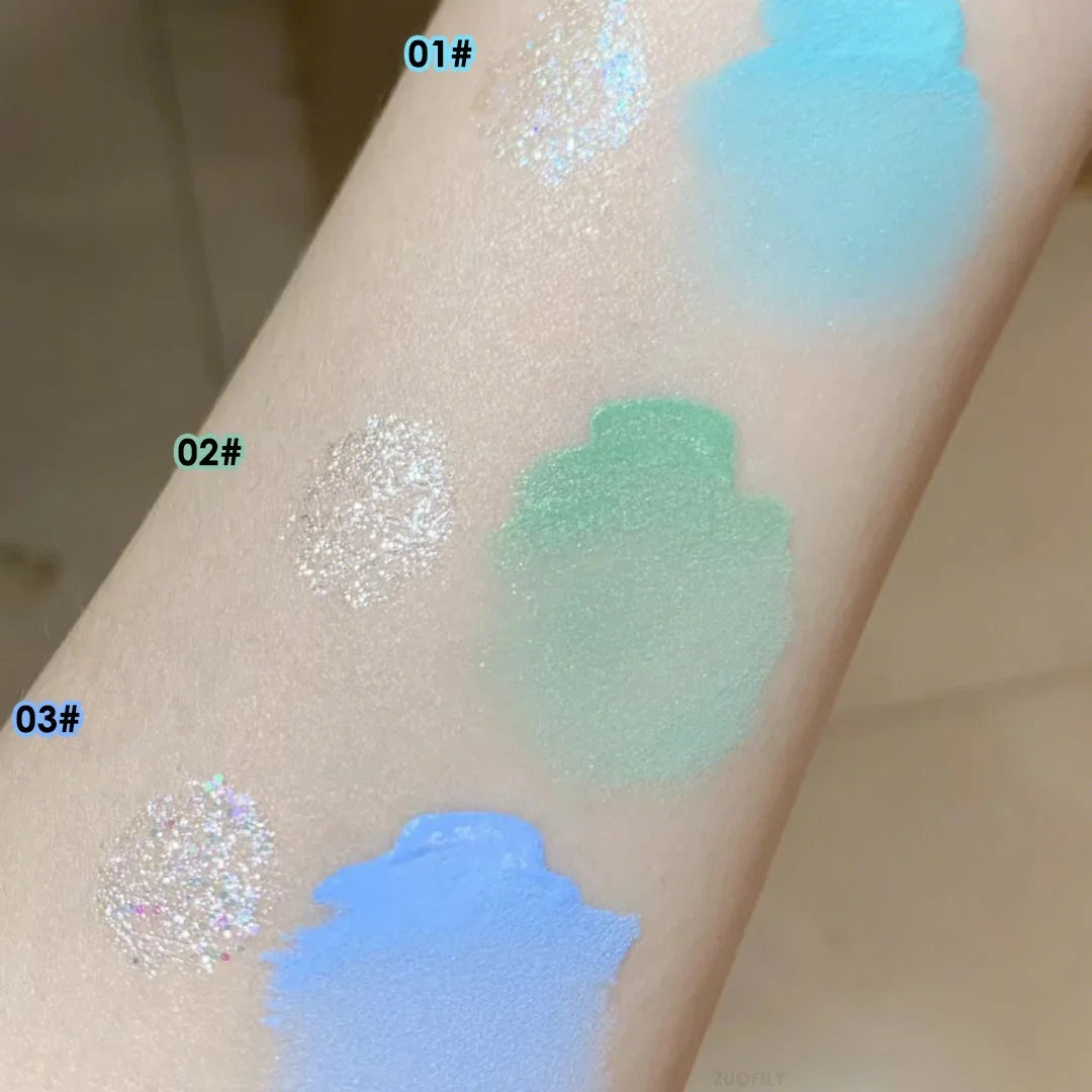 2 In 1 Double-head Glitter Liquid Eyeshadow Brightening Lightweight Waterproof Matte Blue-green Summer Lying Silkworm Eye Makeup