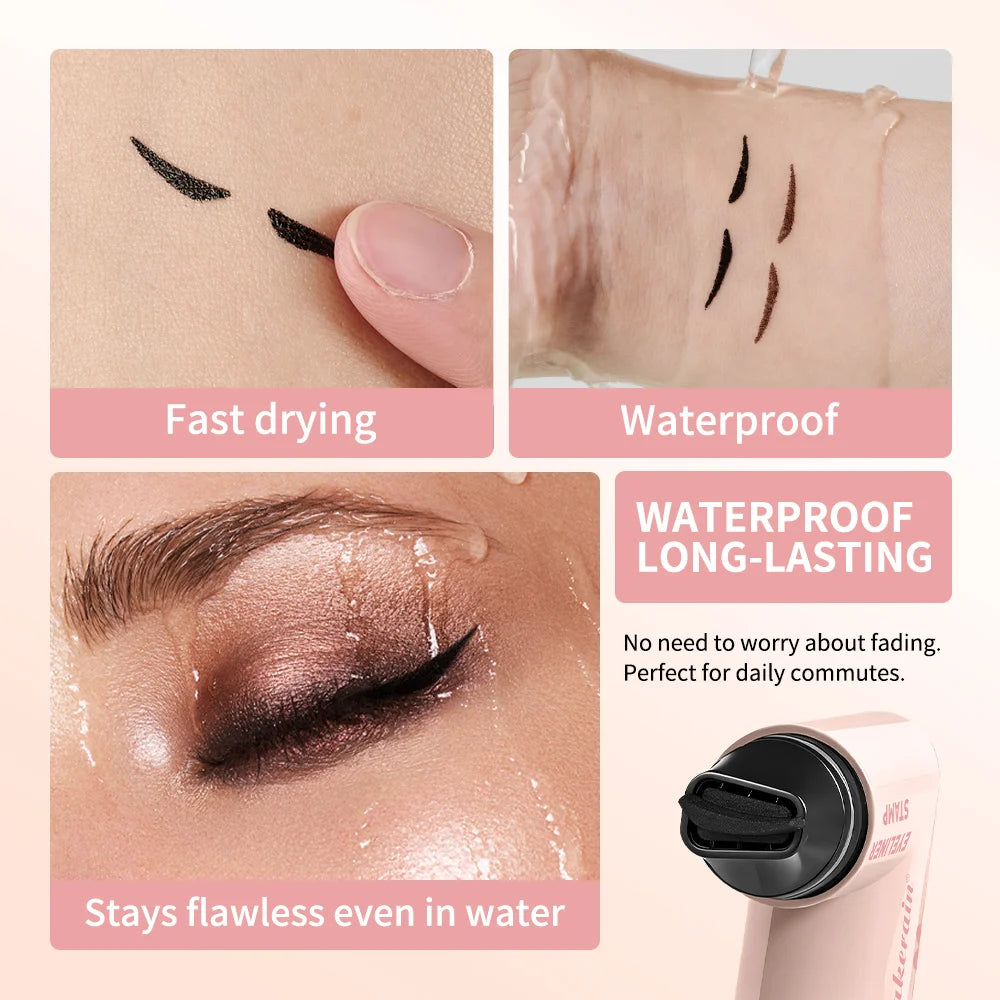 Waterproof Super Quick Eyeliner Fast Drying Liquid Eyeliner Smooth Easy Coloring Long Lasting Eye Liner Stamp Natural Eye Makeup