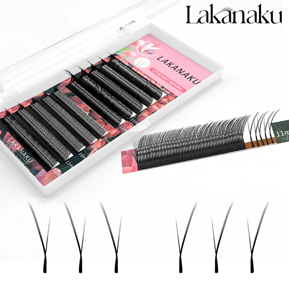LAKANAKU Fox Eyes YY Shape Eyelashes Extension 0.07mm YY Eyelash Cilia and Brazilian Volume Soft Faux Mink YY Lashes Y Cilios