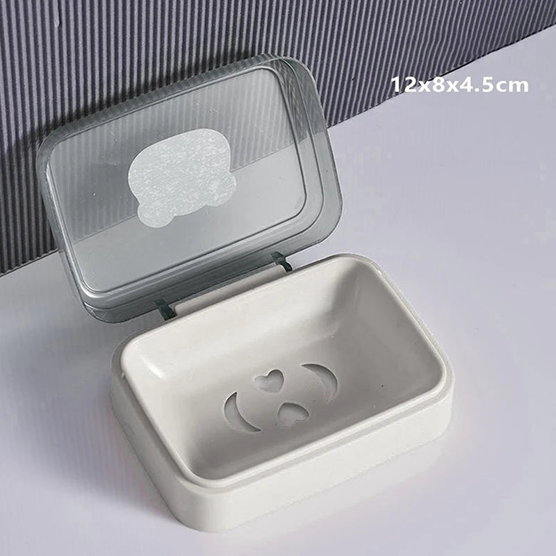 1PC Circular Soap Box Creative PP Waterproof Sealed Portable Soap Box Cover Drainage Soap Rack Supplies