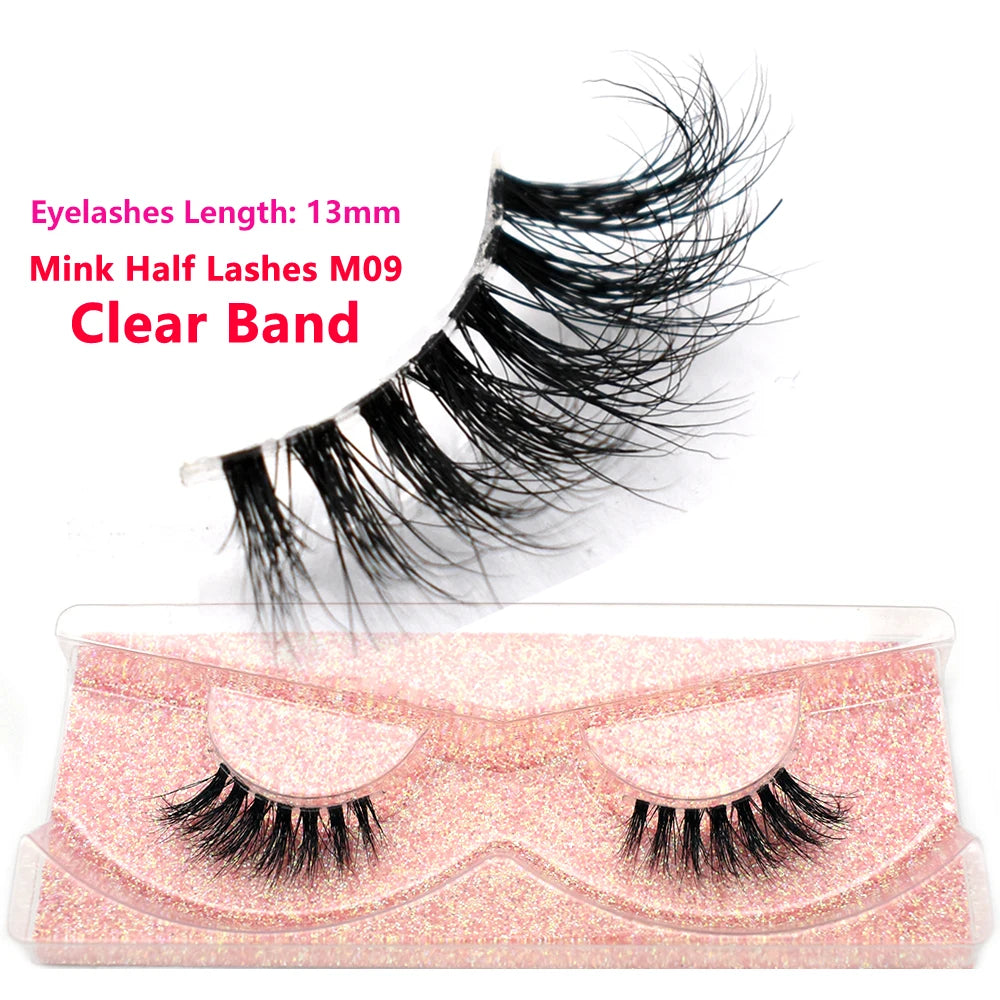Half Eye Lashes Natural 3D Mink Short False Eyelashes Fluffy Wispy Cross Strip Fake Lashes Soft Half Eyelashes Extension Makeup