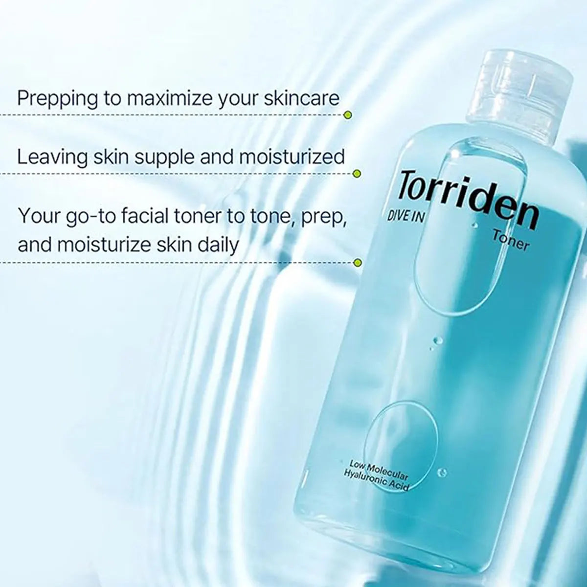 Torriden Dive In Low Molecular Hyaluronic Acid Toner 300ml,Highly Fluid,Refreshing & Non-Sticky,Soothes,K-Beauty,Korean Makeup