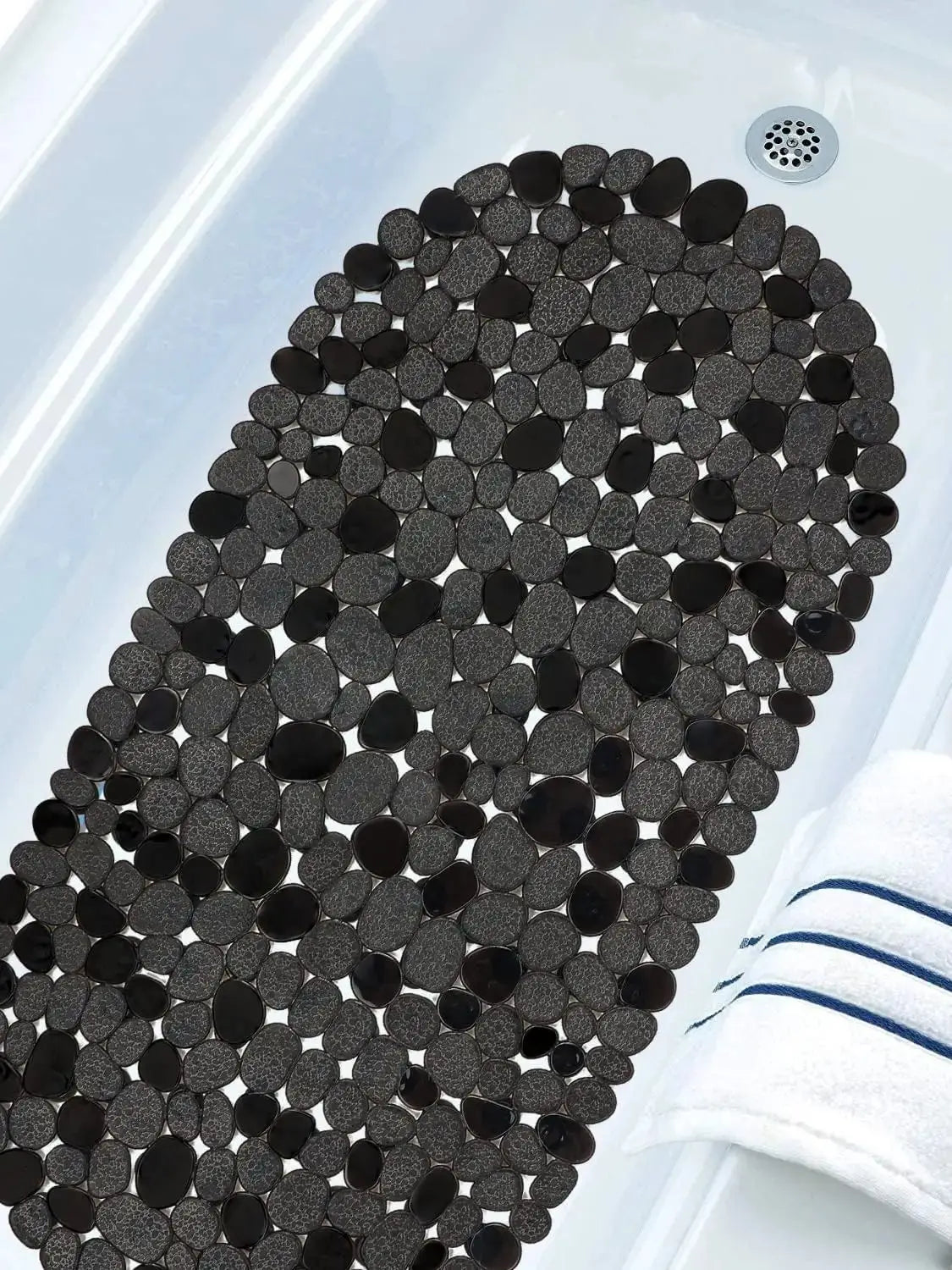 1pc Pebbles Bath Mat for Tub Non-Slip Bathtub Mat with Suction Cups, Drain Holes for Bathroom Showers, Tub, Machine Washable