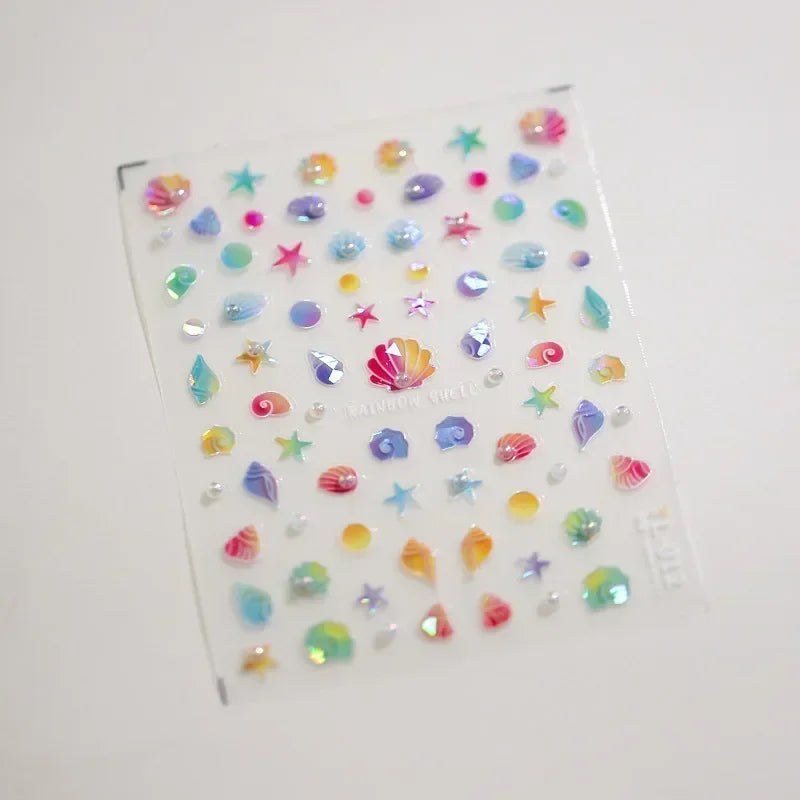 Magical Blow Bubbles Goldfish Bunny Rabbit Cat Kitten Shape Shiny Dreamy Bubbles 5D Nail Art Decorations Sticker Manicure Decal