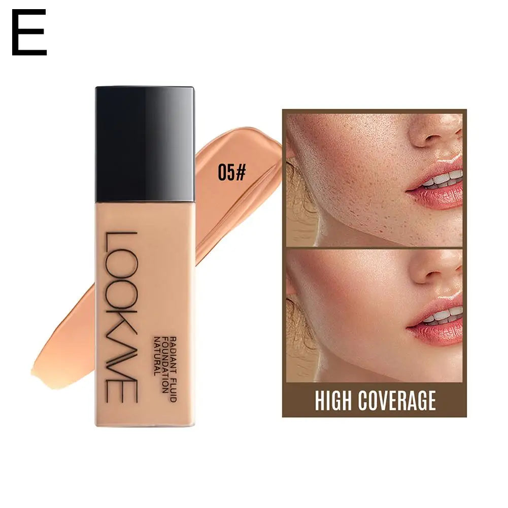 LOOKAVE Liquid Foundation Long Lasting Full Coverage Matte Cream CC Foundation Makeup Concealer Natural Liquid Base Moisturizing