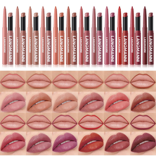Integrated waterproof lipliner+lipstick lipstick lipstick set,no smudge,no fade,no cup,durable,easy to create a perfect makeup!