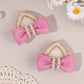 2Pcs Cat Ear Bow Hair Clips Elegant Pearls Rhinestone Hairpins Ribbon Barrette For Girls Children Headdress Hair Accessories