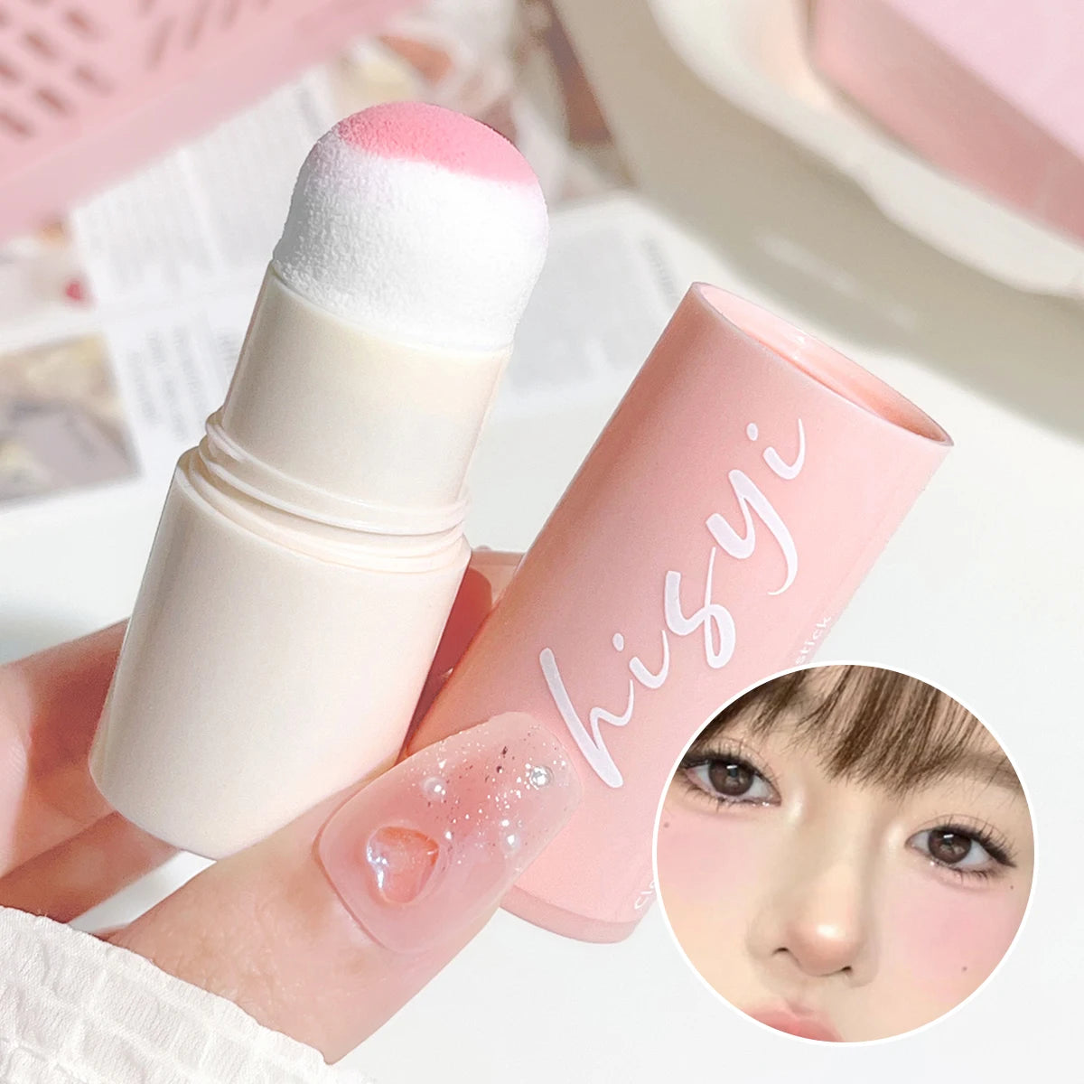Velvet Mist Blush Stick - Vibrant and youthful, Korean style, natural long-lasting brightening, for both lips and cheeks