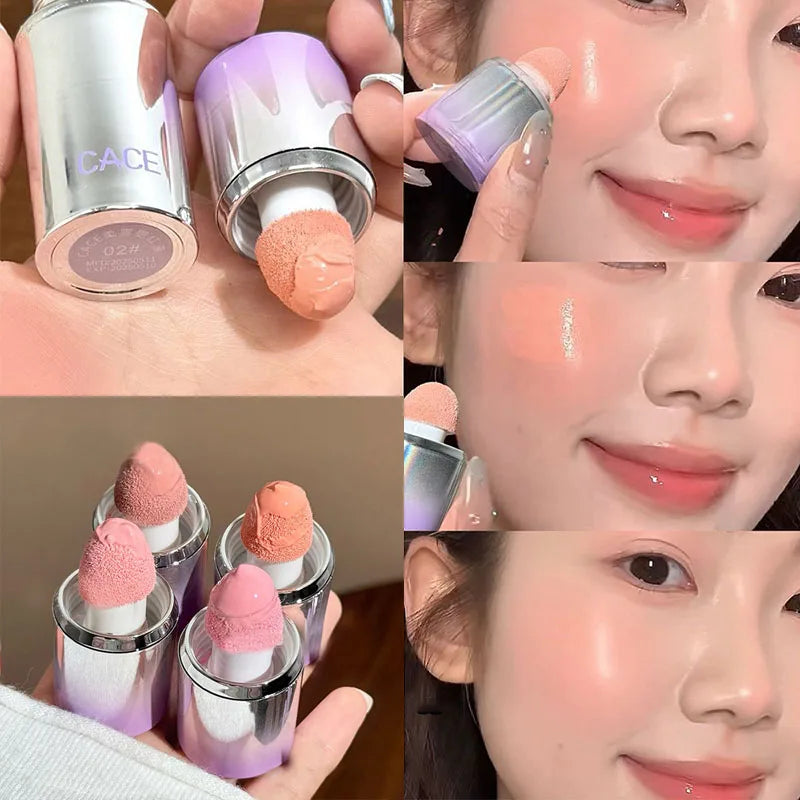 4 Colour Matte Liquid Water Light Sensation Blush Easy To Apply Big Sponge Brush Head Smooth Cheek Natural Blush Rouge for Girls