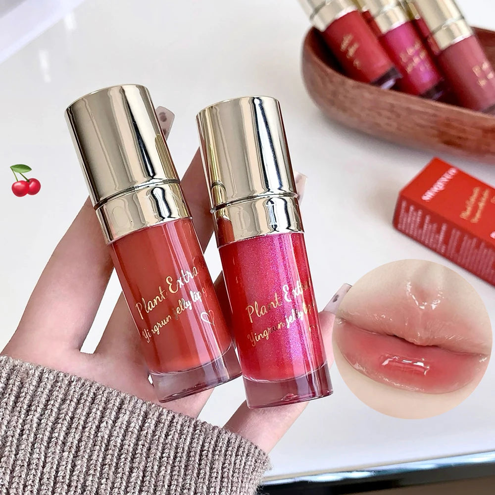 Sparkling Glitter Lip Gloss Shiny Pearl Lip Glaze Plant Extract Moisturize Jelly Lip Oil Long Lasting Makeup Non-Sticky Lipstick