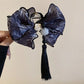 New Chinese Style Kniting Butterfly Hair Claws Women's Purple Long Flower Tassel Shark Grab Clips Vintage Hanfu Headpiece W
