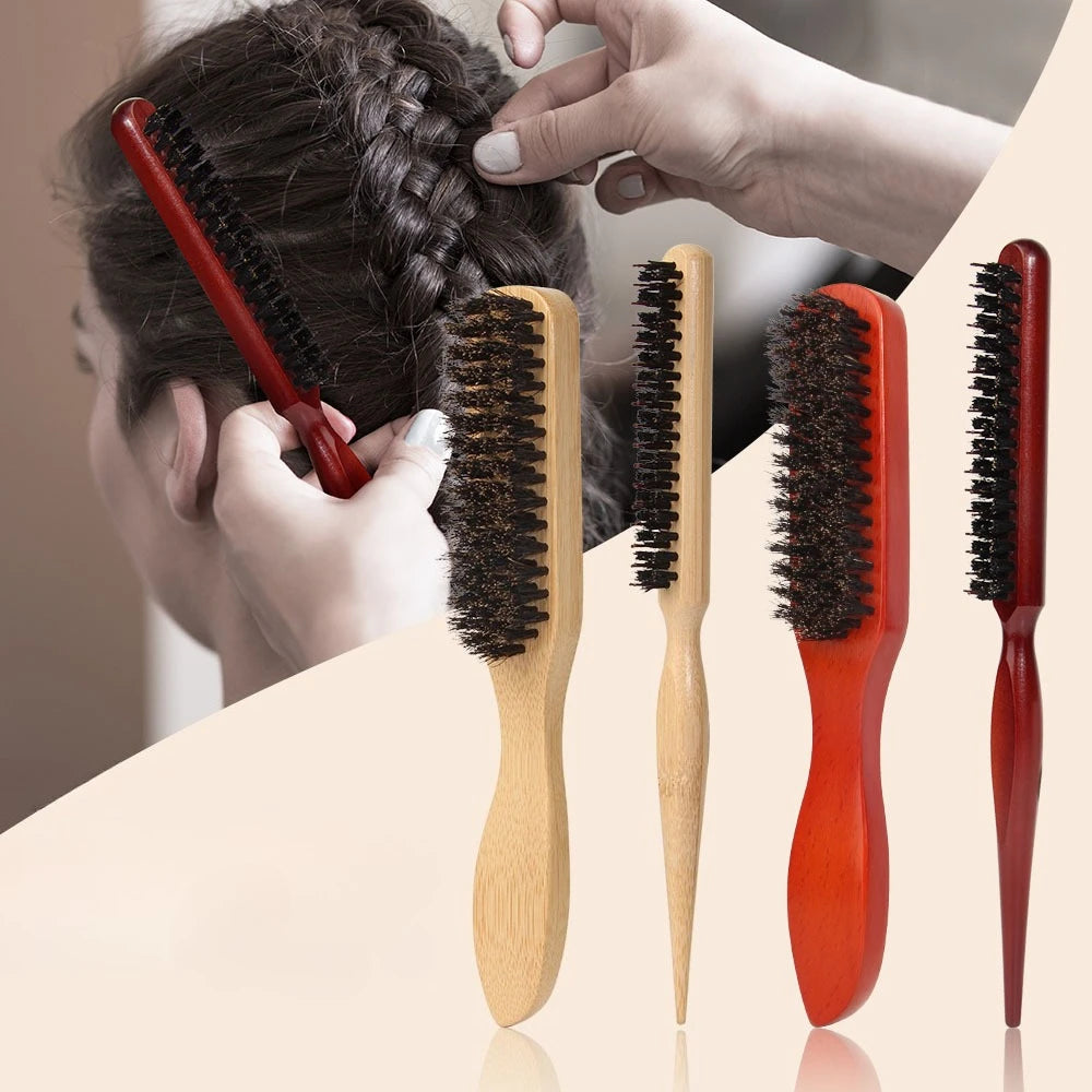 Boar Bristle Hair Brush Set for Men and Women Beard Comb Pomade Brush Hair Teasing Comb Volumizing Styling Tool Salon Home Comb