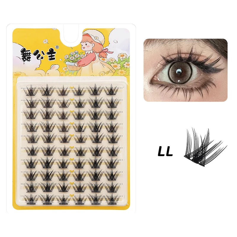 DINGSEN 10 rows Individual Eyelashes Wholesale 10-12mm Cluster Lashes Natural Anime False Kake Eyelashes Extension Makeup