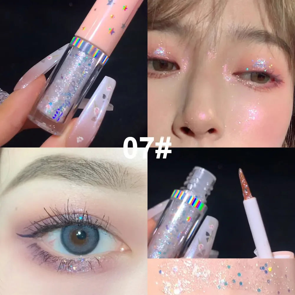 Blue Sequins Liquid Eyeshdaow Glitter Gel Shiny Metallic Eyeliner Pen Diamond Shimmer Waterproof Eye Beauty Party Makeup Tool