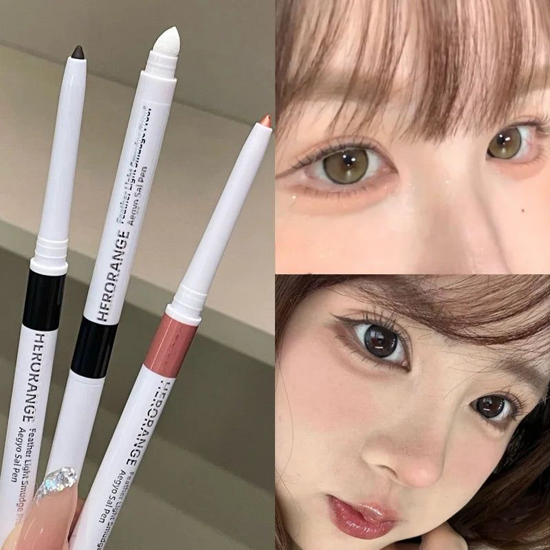 Double-ended Waterproof Eyeliner Gel Pencil Matte Shimmer Aegyo-sal Pen Black Lasting Not Blooming Quick Drying Eye Liner Makeup