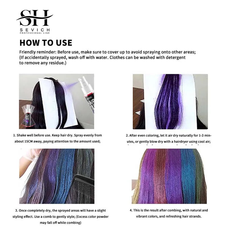 Temporary Hair Color Spray One-Time Hair Dyeing Instant Hair Salon Multi Color Hair Dye Makeup Chalk Washable DIY Party Styling