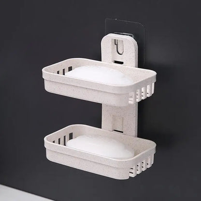 No Punch Wall Mount Soap Box Wheat Straw Suction Cup Non Trace Stick Soap Holder Drainage Bathroom Accessory