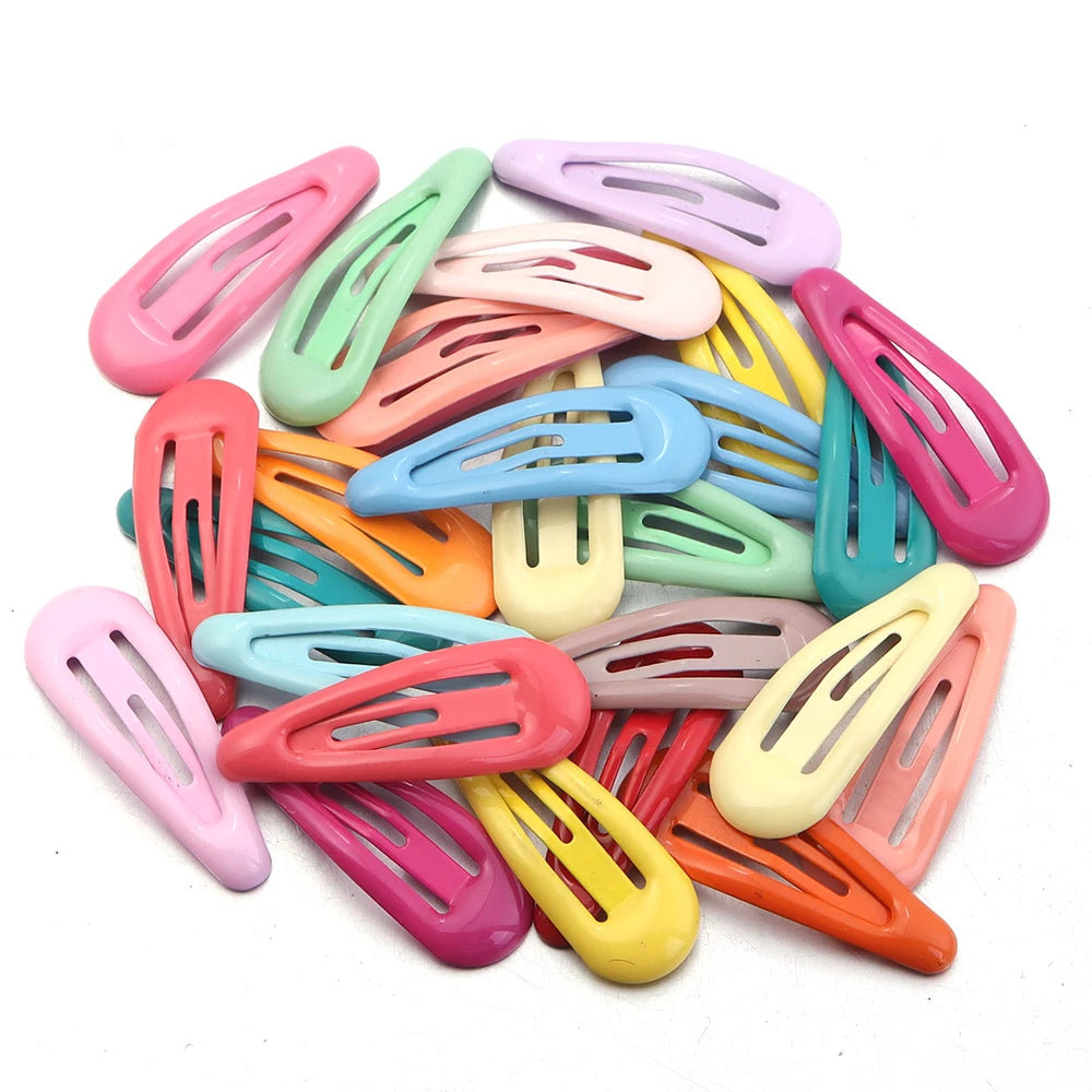 60pcs/lot Colorful Y2K BB Hair Clips Mini Metal Waterdrop Hair Pins Clips Snap Barrettes For Girls Hair Accessories