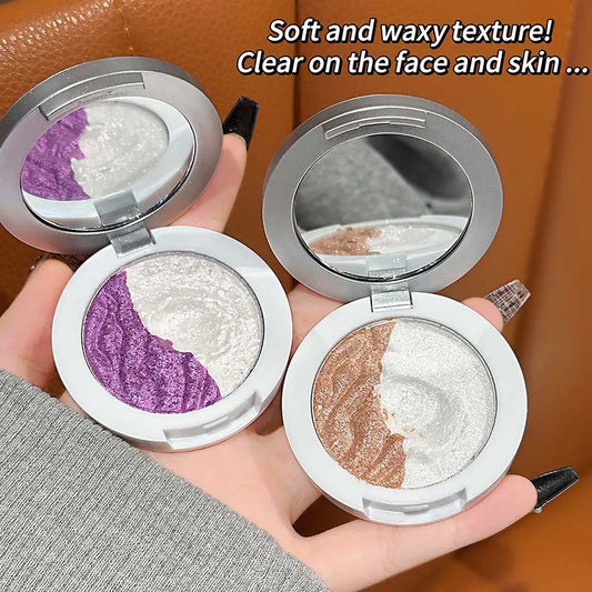 Dual Color Liquid Sand Highlighter Sparkle Mashed Potatoes Texture High Shine Face & Eye Glow Long Lasting Gloss Makeup Cosmetic