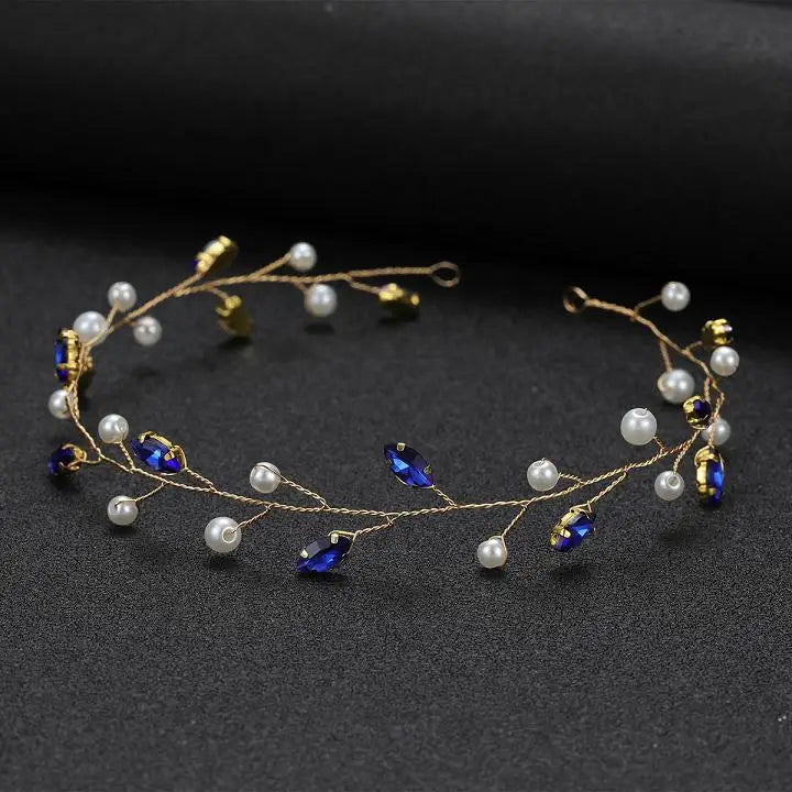 Vintage Blue Rhinestone Hair Comb Wedding Hair Accessories Bridal Hair Clip Headpiece Jewelry Bride Tiara Hair Ornament Gift