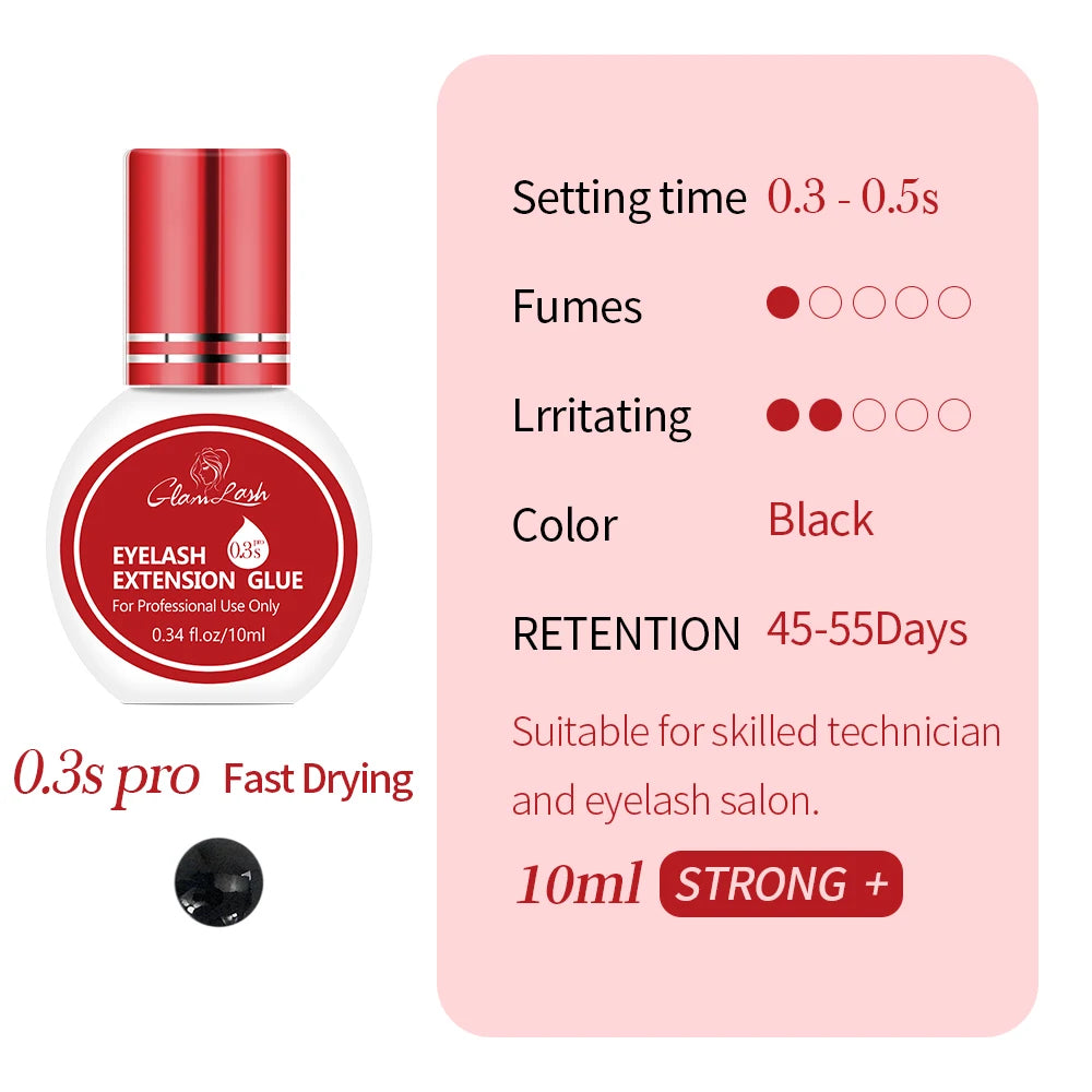 GLAMLASH Eyelash Extension Glue Individual False Lashes Black Adhesive Kit for Professional Use  0.3-2 Sec Dry Time