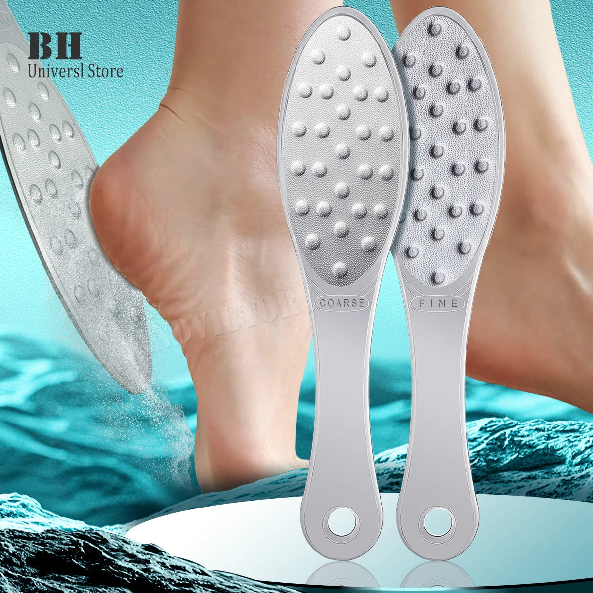 Stainless Steel Foot Scraper Metal Foot File Double SidedCallus Remover Professional for Wet or Dry SkinPedicure Tool Heel