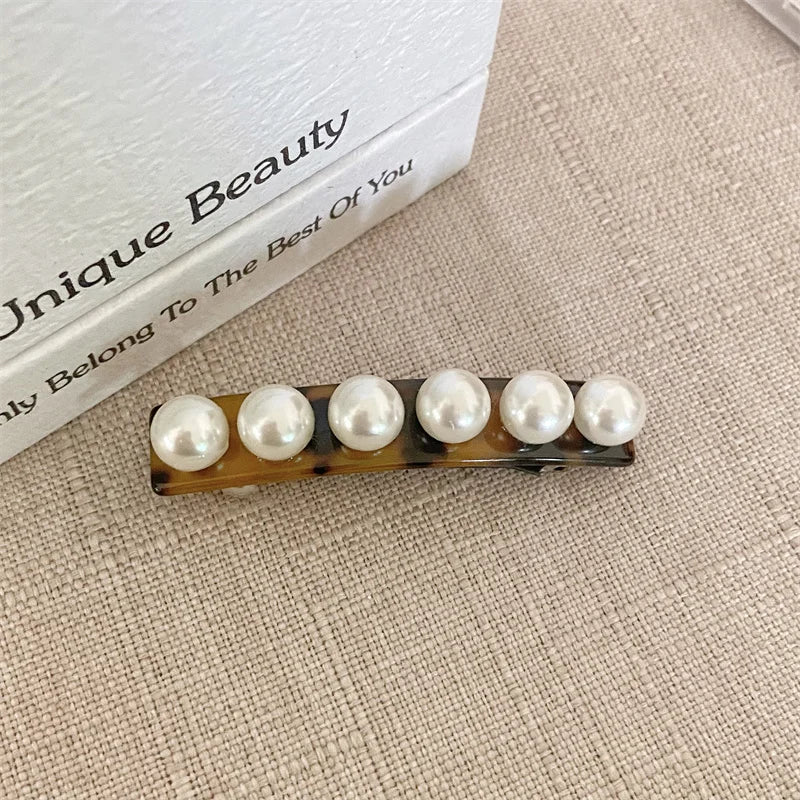 Elegant Acetate Hair Clip Imitation Pearl French Style Barrettes Hairgrip Daily Headwear Women Hair Accessories