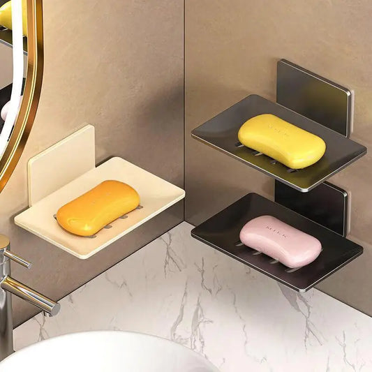 Removable No Drill Wall Mounted Soap Tray Self Adhesive Traceless Soap Sponge Holder for Bathroom Kitchen Sink