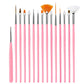 20/15pc Nails Art Brushes Set Manicure Liquid Powder Carving UV Nail Gel Polish Painting Pen Nail Acrylic Extension Builder Tool