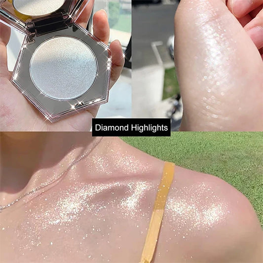 Highlighter Makeup Palette Glitter for Face Body Cheek,Diamond Shimmer Highlighter,Smooth Glitter Sparkles,Nose Contour Palettes
