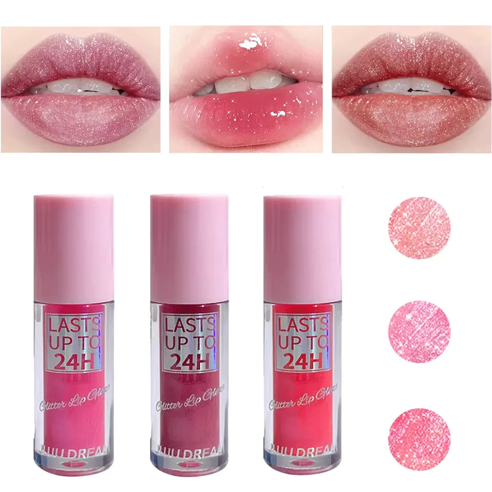 Christmas color-changing shiny lip gloss, long-lasting moisturizing non-stick cup, plump lips cosmetic lip glaze lipstick