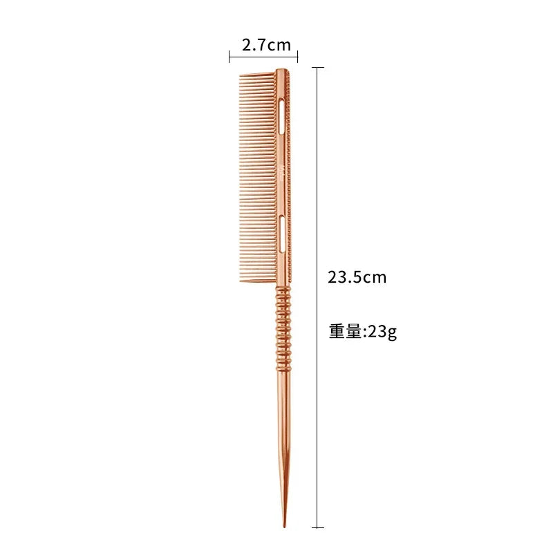 Aluminium Fine Hair Comb Rat Tail Hairdressing Combs Hair Cutting Parting Hair Brush Barber Accessories Salon Styling Tools