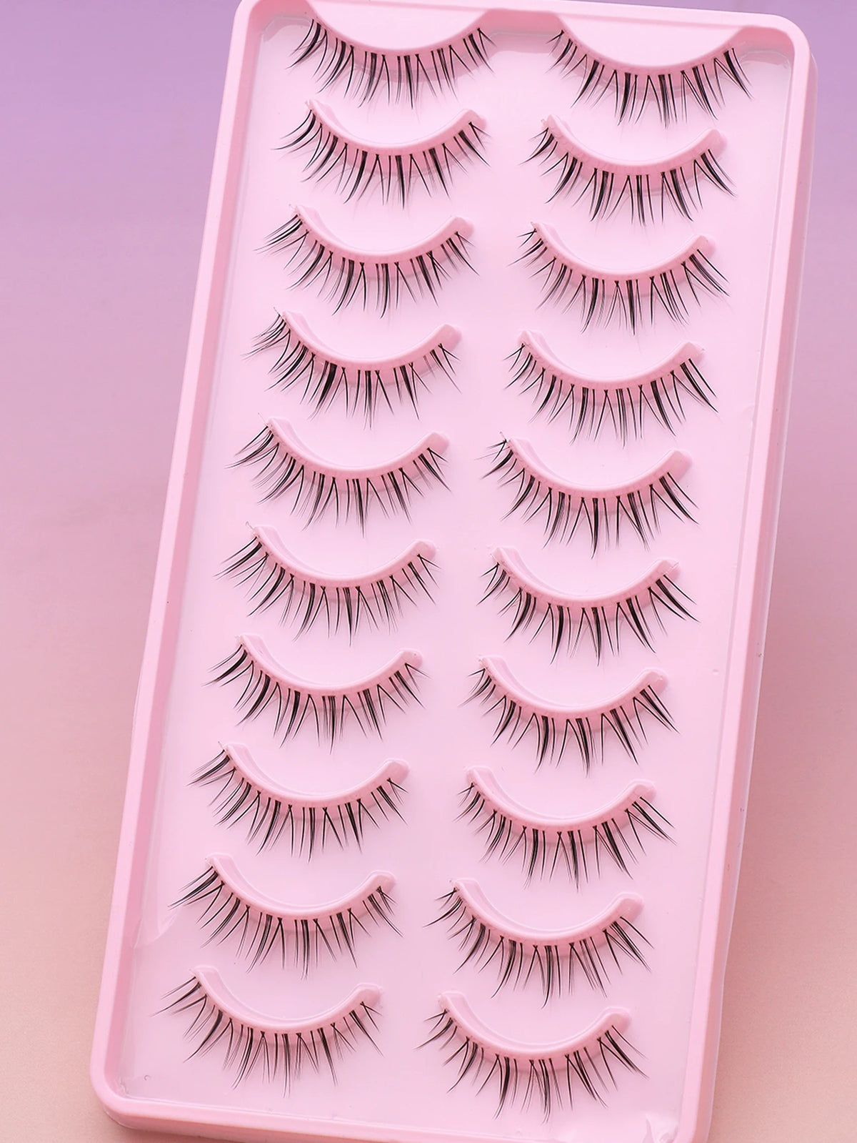 10 Pairs Natural Eye Lashes Faux Mink Eyelashes Winged End Eye Elongated Eyelashes Natural Long Manga Lashes Fake Lashes Makeup