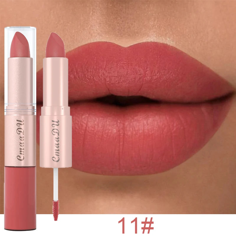 1/3pcs 2 in 1 Velvet Matte Lipstick Set Double Head Lip Gloss Kit Non-stick Cup Lip Tint Long Lasting Waterproof Lipstick Makeup